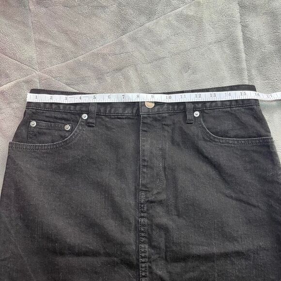 Vintage Y2K Lauren Ralph Lauren LRL Black Denim Midi A-Line Skirt Size 8 - Picture 6 of 8